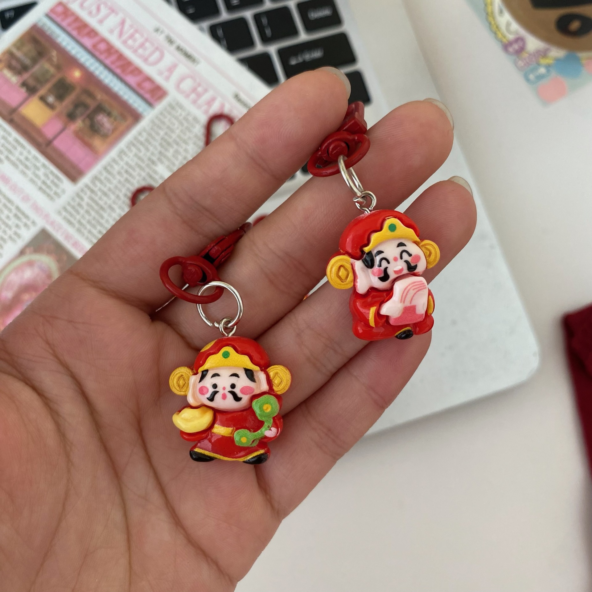 Año Nuevo Festival de Primavera Dios de la fortuna colgante llavero Yuan Bao riqueza bendición roja pequeña amiga colgante accesorios colgante regalo