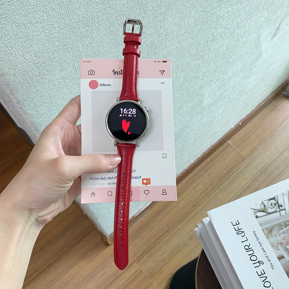 Suitable for Huawei Gt6 Watch Gt5/4 Watch Strap Women's Watch34Pro Small Waist Pebbled Leather Strap