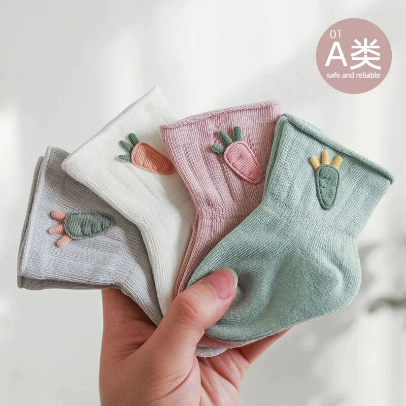 Baby Socks, Short Tube, All-Season, Loose Mouth, Unisex Baby Socks, Spring and Autumn Cotton Socks, Sweat-Absorbent, Breathable, Infant Socks That Do Not Restrict the Legs