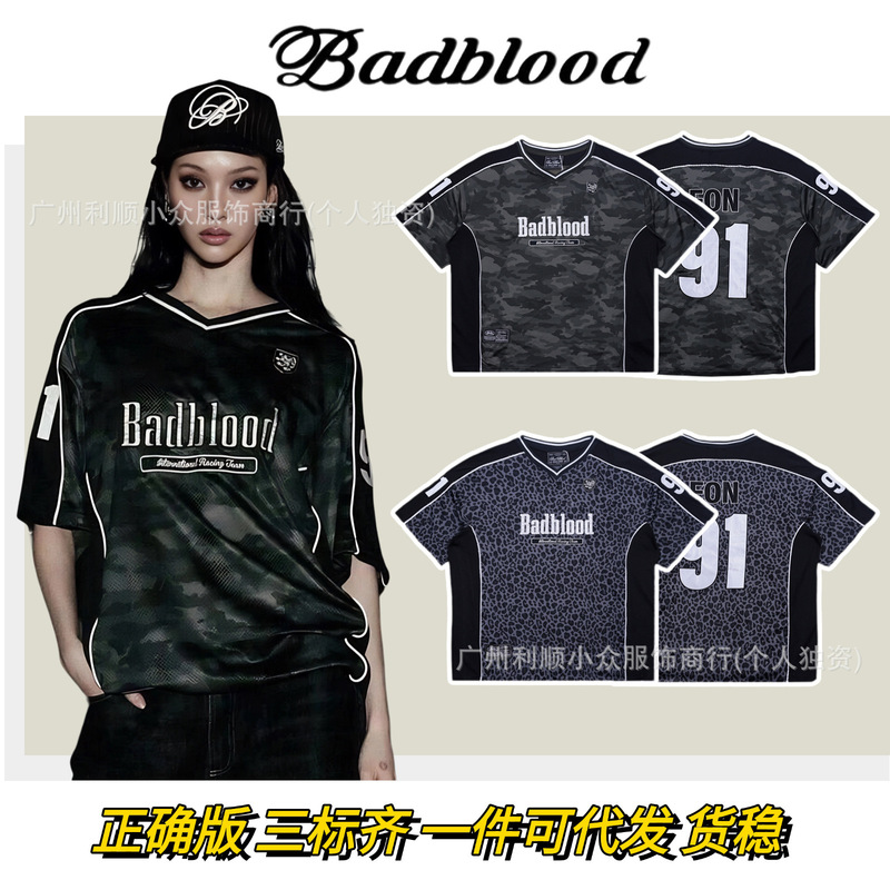 In-Stock Korean Badblood Camouflage Leopard Print Mesh Jersey Short-Sleeve Women's American Retro Loose Sports T-Shirt Summer In-Stock Korean Badblood Camouflage Leopard Print Mesh Jersey Short-Sleeve Women's American Retro Loose Sports T-Shirt Summer