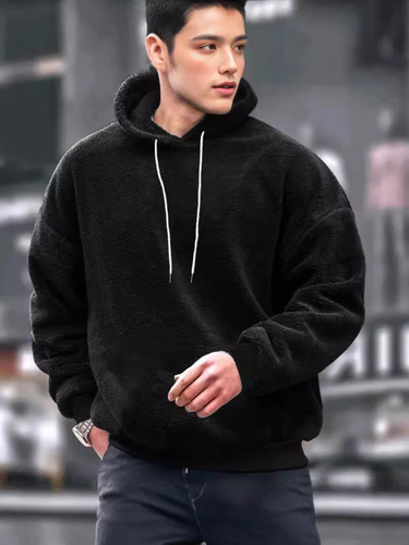 Alibaba.com Autumn and Winter Men's Casual Large Size Hooded Sweatshirt, Unisex Coral Fleece Fashion Warm Coat