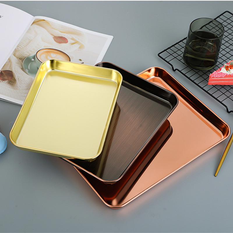 304 Stainless Steel Rectangular Tray Barbecue Pan Flat Bottom Shallow Pan Rice Rice Bowel Pan Baking Cake Bread Pan