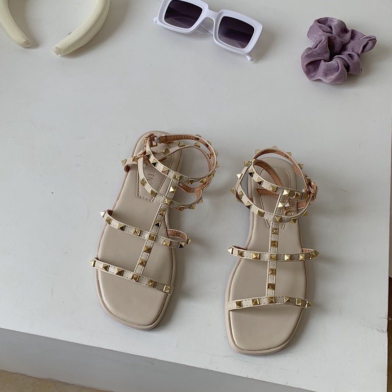 Fashion rivet decor flat sandals NSHU43068