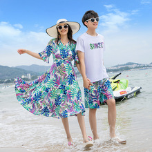 情侣装山亚沙滩2023新款男套装海边旅游渡假民族风显瘦连衣裙子仙