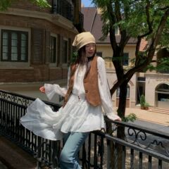 诠释美 NEWOPEN 25秋老钱风复古高级叠穿外搭v领短款马甲女F6559