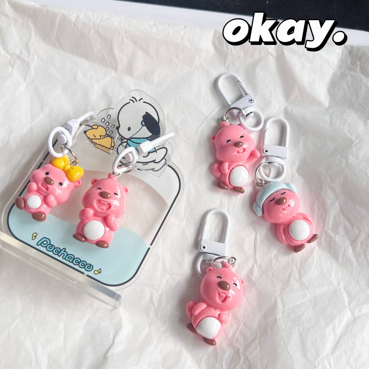 Pequeño Beaver llavero blanco Ruby dibujos animados mochila colgante ins lindo novias bolsa colgante accesorios de regalo