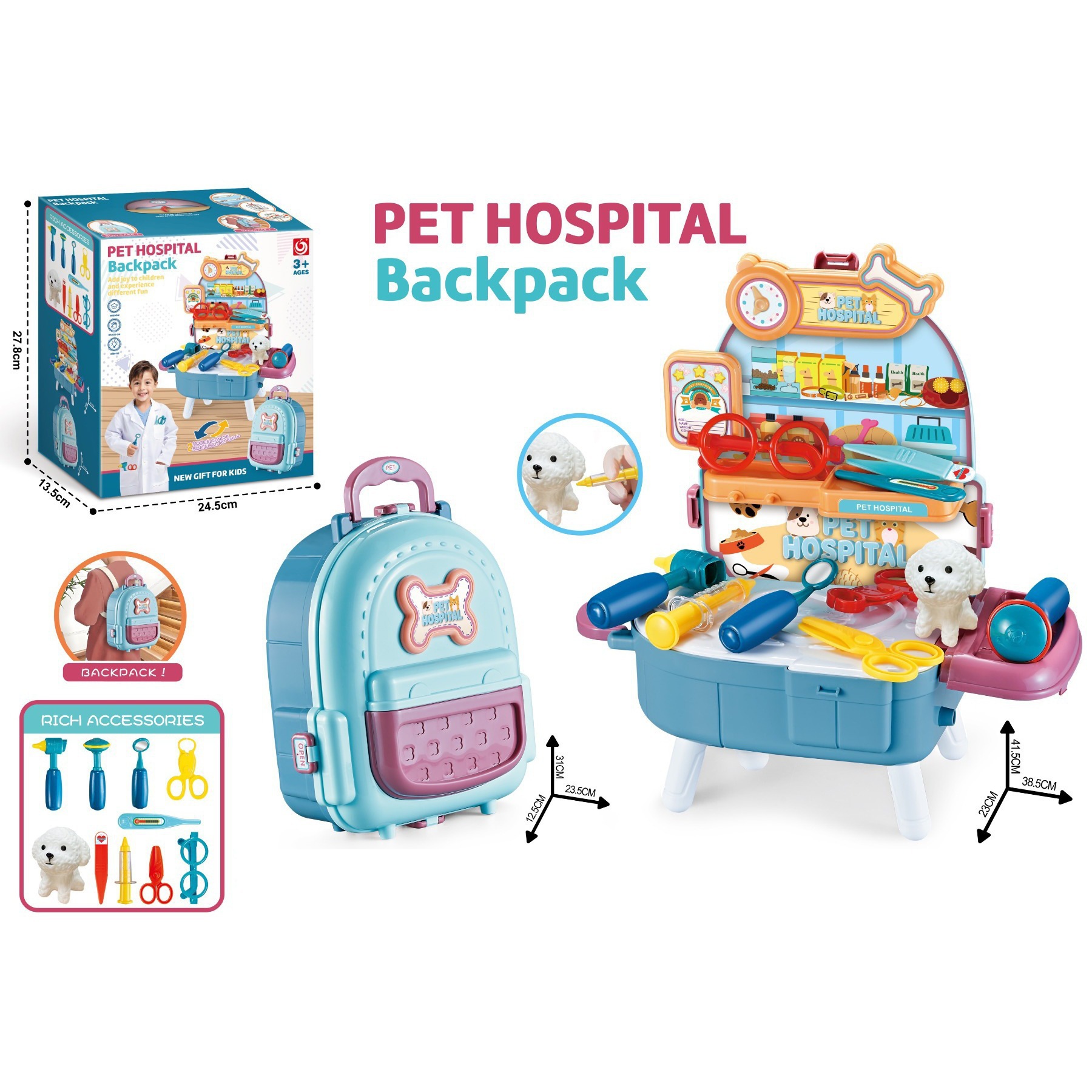 Juegos de cubiertos de cocina para niños transfronterizos herramientas de reparación de pasteles helados mascotas caseros médicos bolsas escolares juguetes
