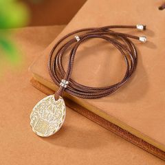 平安喜樂描金唐草紋吊墜項鍊男女潮款復古風國潮輕奢貴婦氣質掛墜