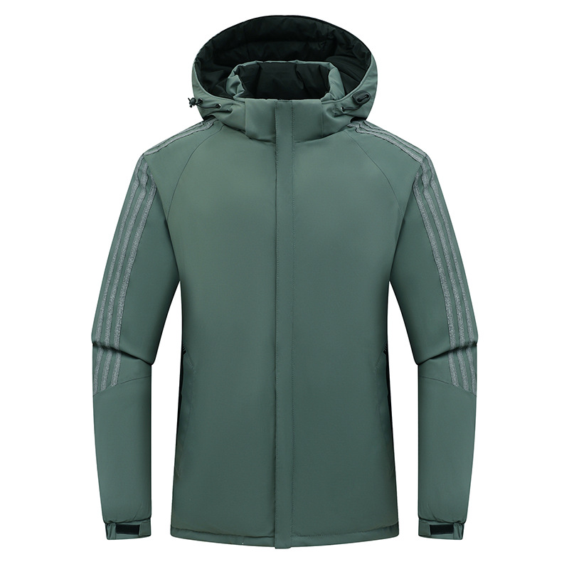 Abrigo de algodón acolchado de doble cara para hombre de tres barras de invierno con capucha engrosada más tamaño cálido abrigo de algodón acolchado para hombre fabricante de abrigos