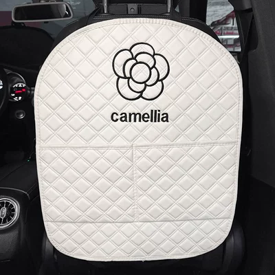 Camellia Car Anti-Kick Mat Universal Rear Seat Backrest Anti-Dirt Protective Mat Car Rear Seat Protection Mat Anti-Scratch Mat (Chair back anti-kick pad) - white-camellia-anti-kick-pad-single-piece