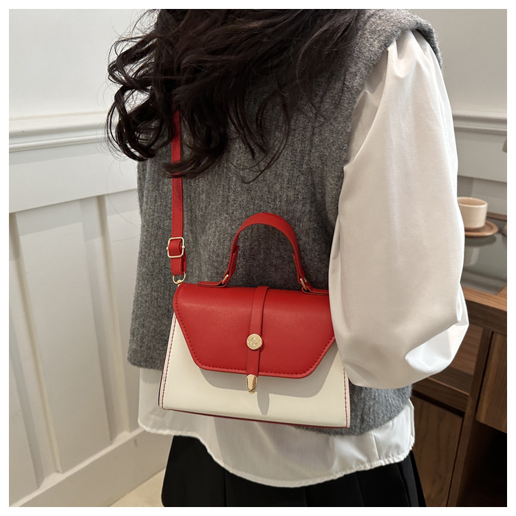 Women's Small Pu Leather Color Block Classic Style Square Magnetic Buckle Crossbody bag BAX display picture 25