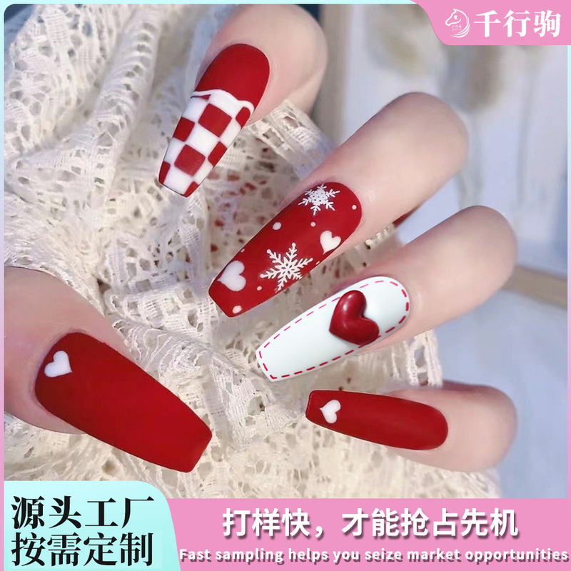 Customized Factory Direct Sales Wearable Nails, Export Christmas Themed Nail Patches, Boxed Designs Can Be Designed with Drawings and Samples Customized Factory Direct Sales Wearable Nails, Export Christmas Themed Nail Patches, Boxed Designs Can Be Designed with Drawings and Samples