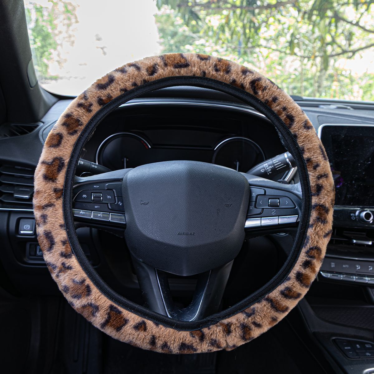 Car Plush Leopard Print Handle Cover Cross-Border Dropshipping