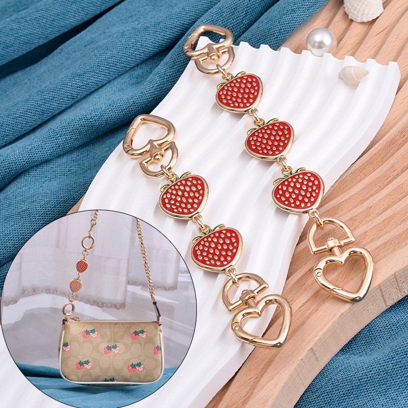 Cross-border wholesale bag modification chain strap accessories: strawberry-themed extension chains, bag straps, and lengthened bag chains