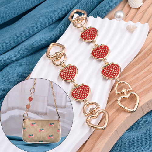 Cross-border wholesale bag modification chain strap accessories: strawberry-themed extension chains, bag straps, and lengthened bag chains