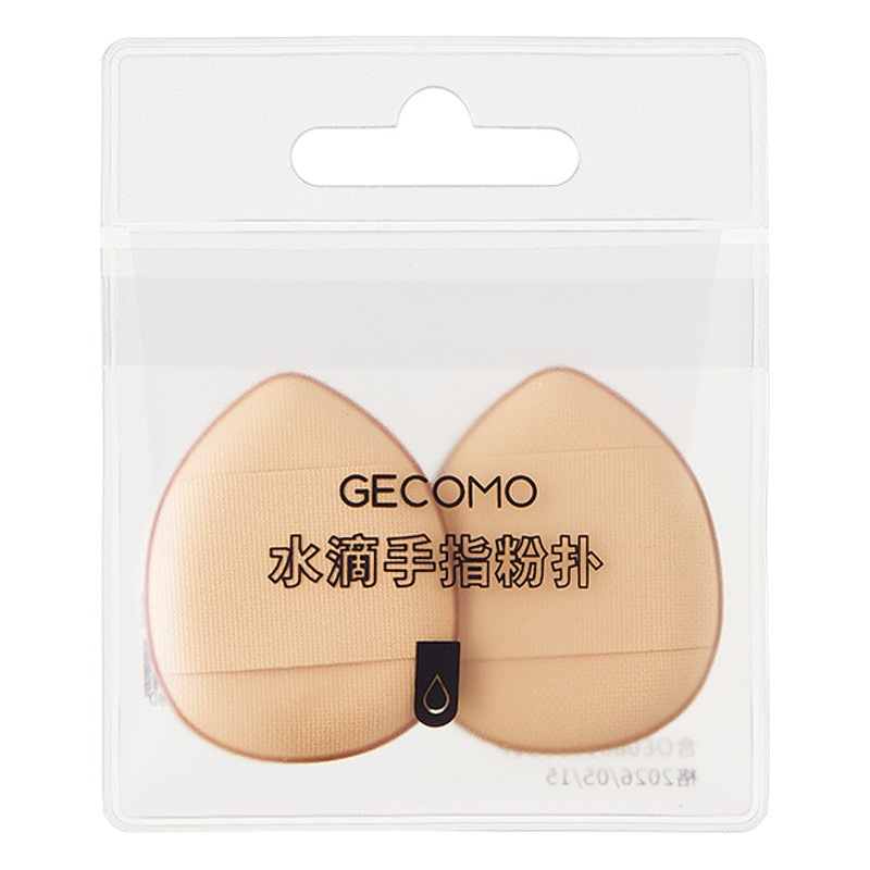 GECOMO gota de agua dedo puff fuente fábrica corrector facial húmedo y seco de doble uso 2 piezas MINI dedo puff