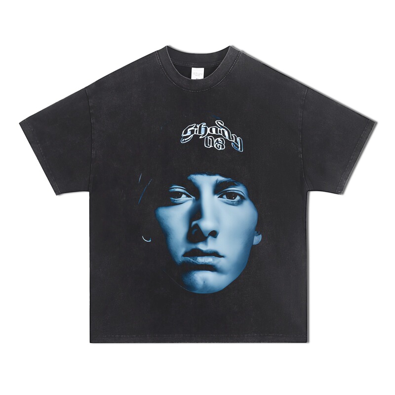 Eminemvintage Eminaam American Rapper Rock Hip Hop American Style Small Collar Short Sleeve T-Shirt