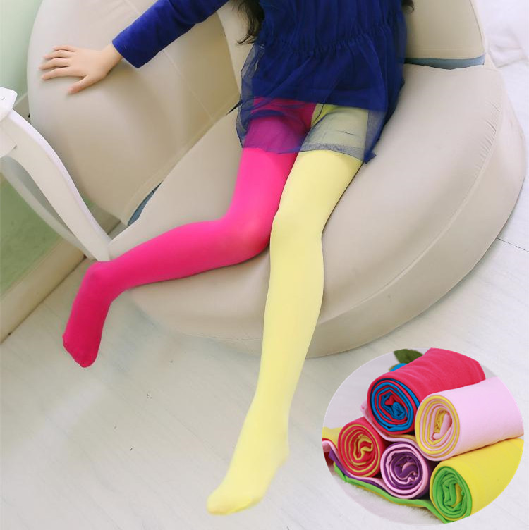 Spring And Autumn Korean Girls' Color-blocked Velvet Pantyhose...