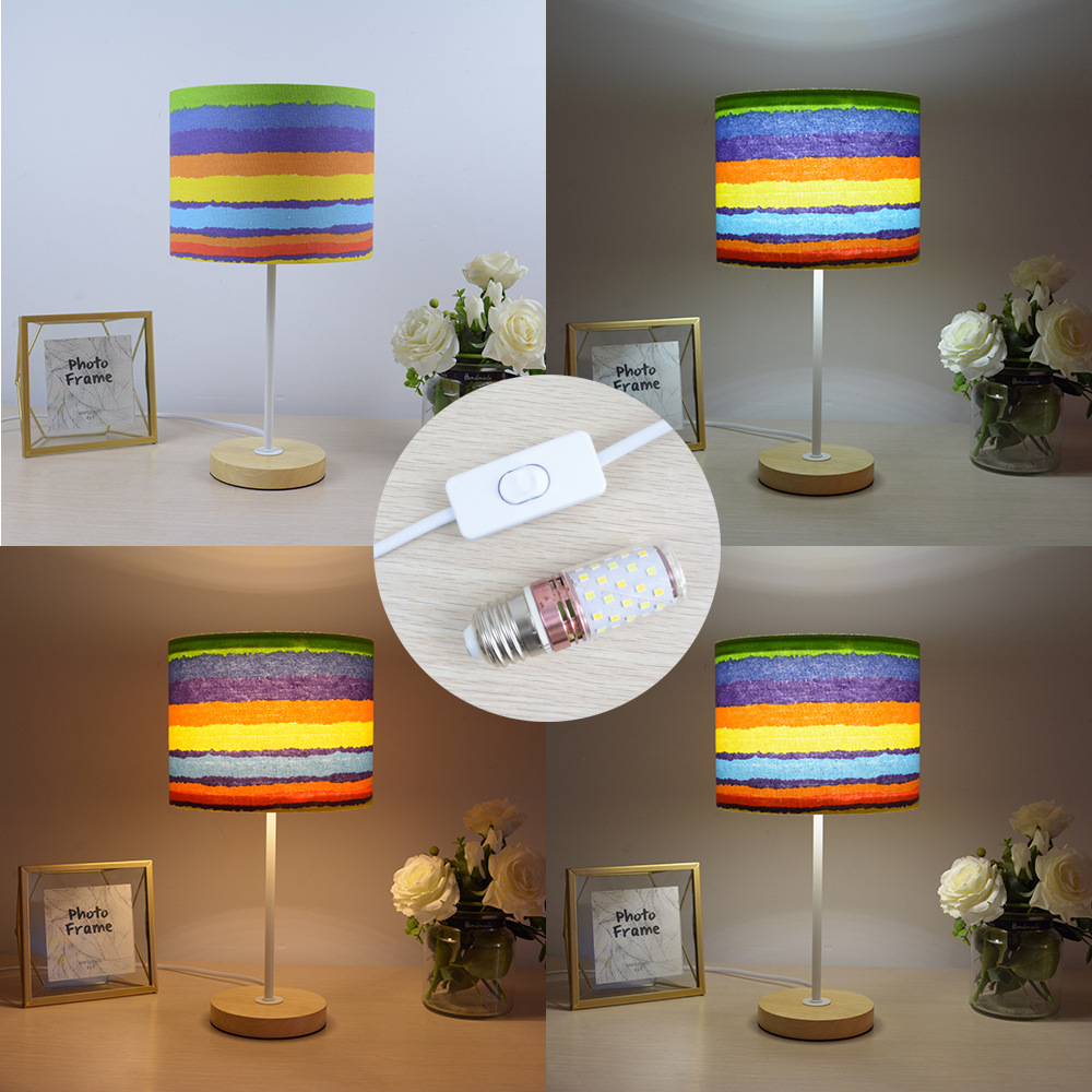 Estilo antiguo americano pantalla de tela lámpara de mesa Hotel estudio dormitorio mesita de noche lámpara nórdico ins estilo enfermería luz de la noche