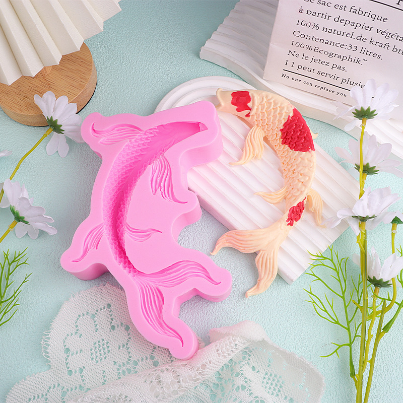 Festival festivo carpa oro molde de silicona cada año más de peces dorados horneado molde decorativo molde koi molde