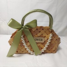 田园木片小花篮  手提包花篮木编花器 家居装饰桌面 插花篮礼品篮