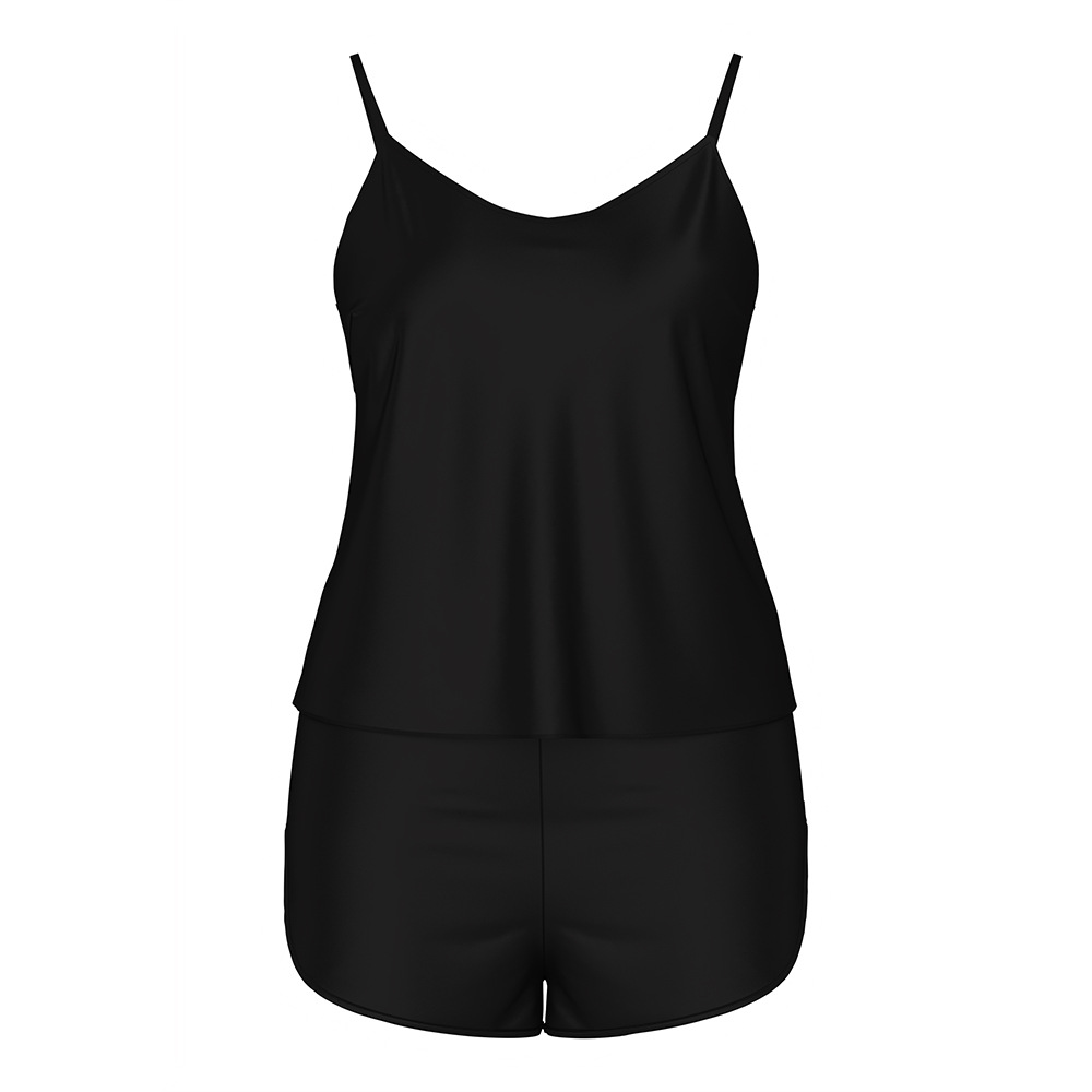 Yaoting pijama de gasa de satén simple transfronterizo mujer verano sexy tirantes pantalones cortos ropa a domicilio traje de dos piezas DQ2299