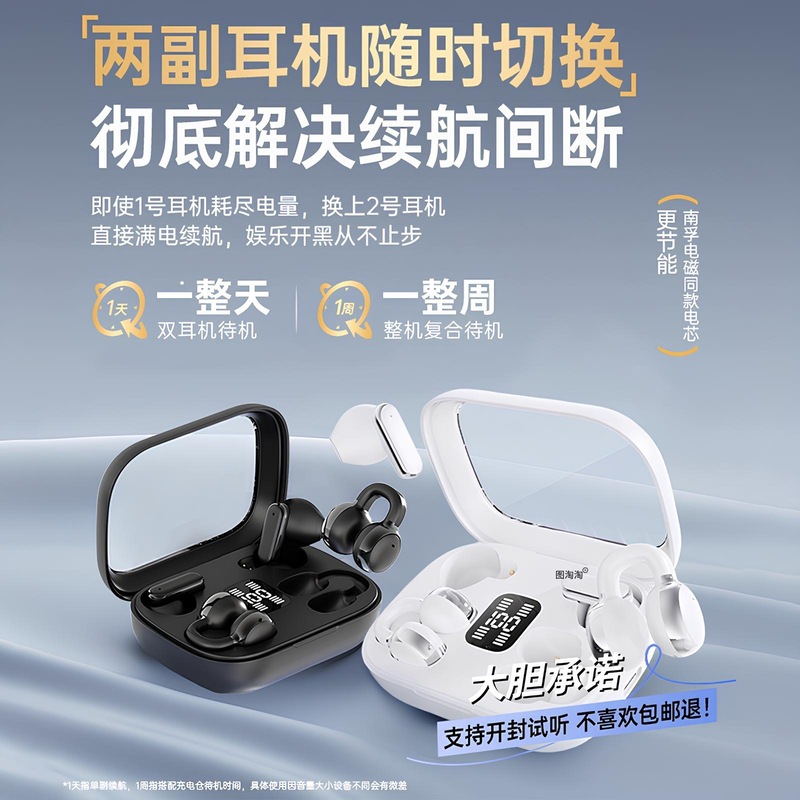 蓝牙耳机2025新款无线耳夹式不入耳骨传导两对二合一高音质长续航|undefined