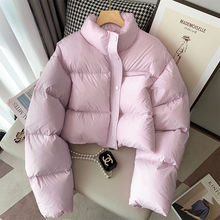 粉色短款立领棉服女冬季2023年新款加厚面包服甜美棉衣休闲外套潮