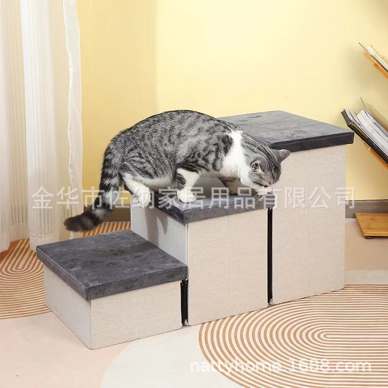 Escalera plegable cremallera para mascotas escaleras para gatos y perros escaleras para subir escaleras antideslizantes para gatos y perros sofá escaleras