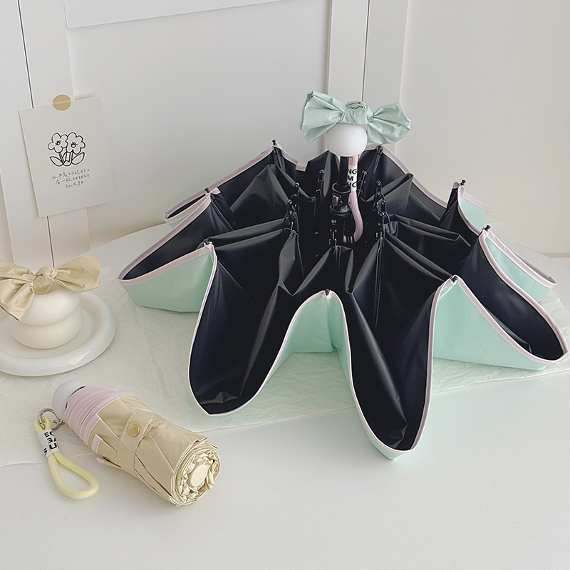 50% off ビニールミニ超軽量傘晴雨兼用日焼け止め UV 折りたたみ軽量サンシェード傘女性用|undefined