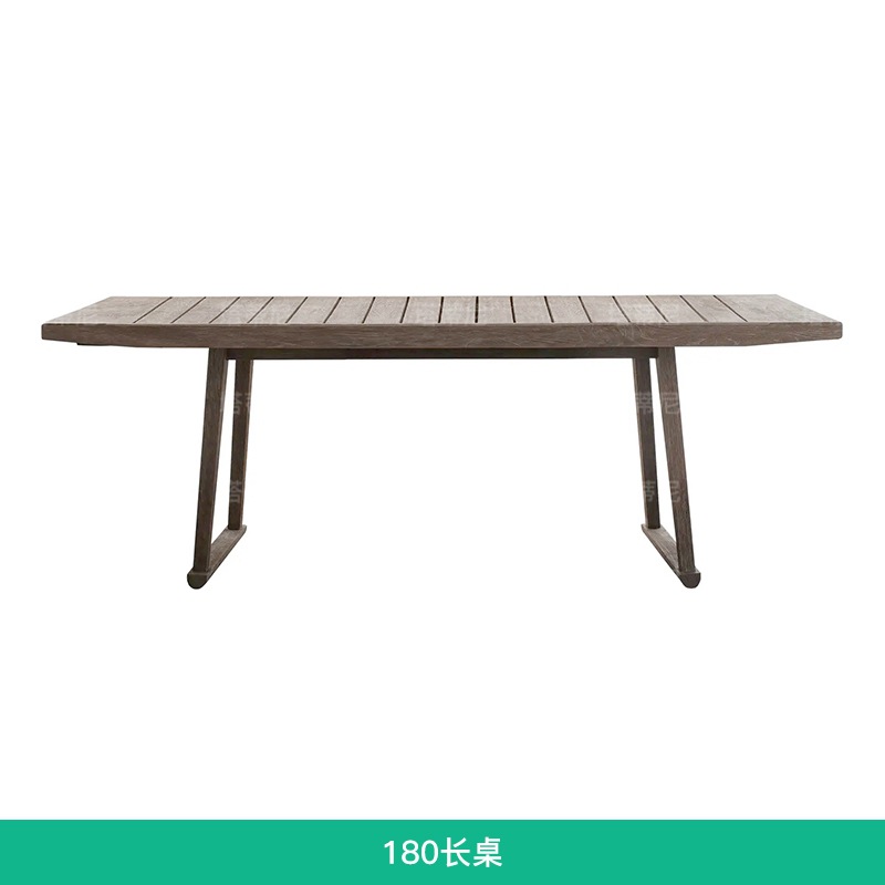 Mesa y silla de madera maciza al aire libre patio jardín ocio mesa larga hotel villa jardín impermeable combinación de mesa de teca