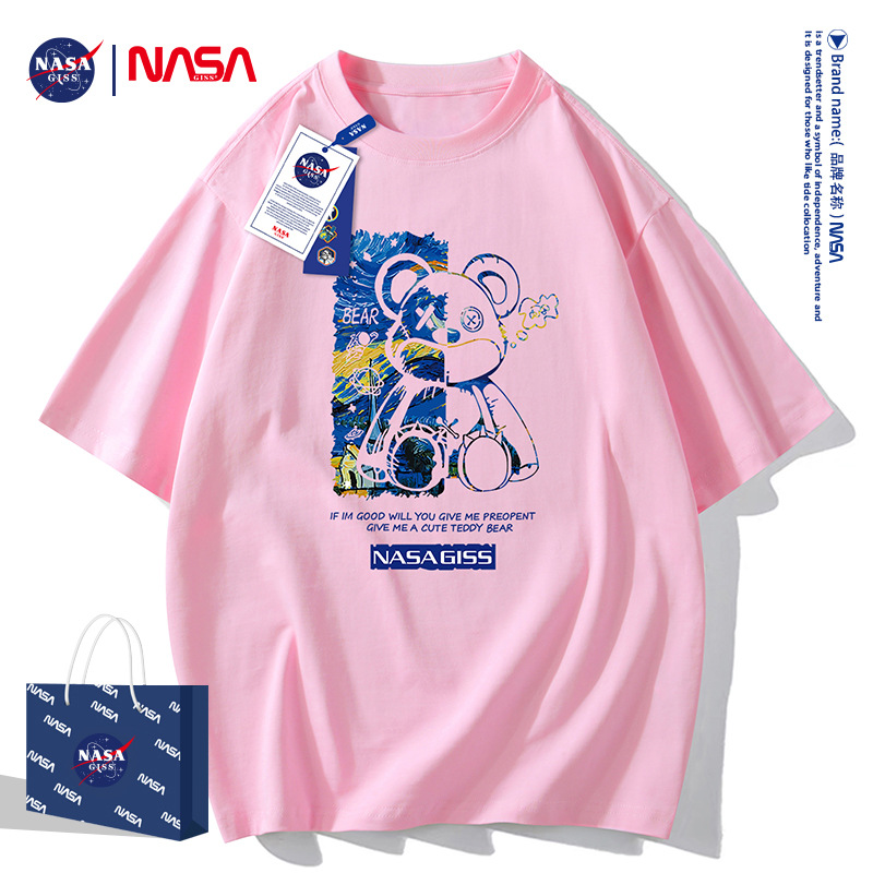 NASAGISS pesado nombre conjunto de los hombres de manga corta Camiseta de la pareja de las mujeres de la marca de moda de verano suelta media manga adolescentes