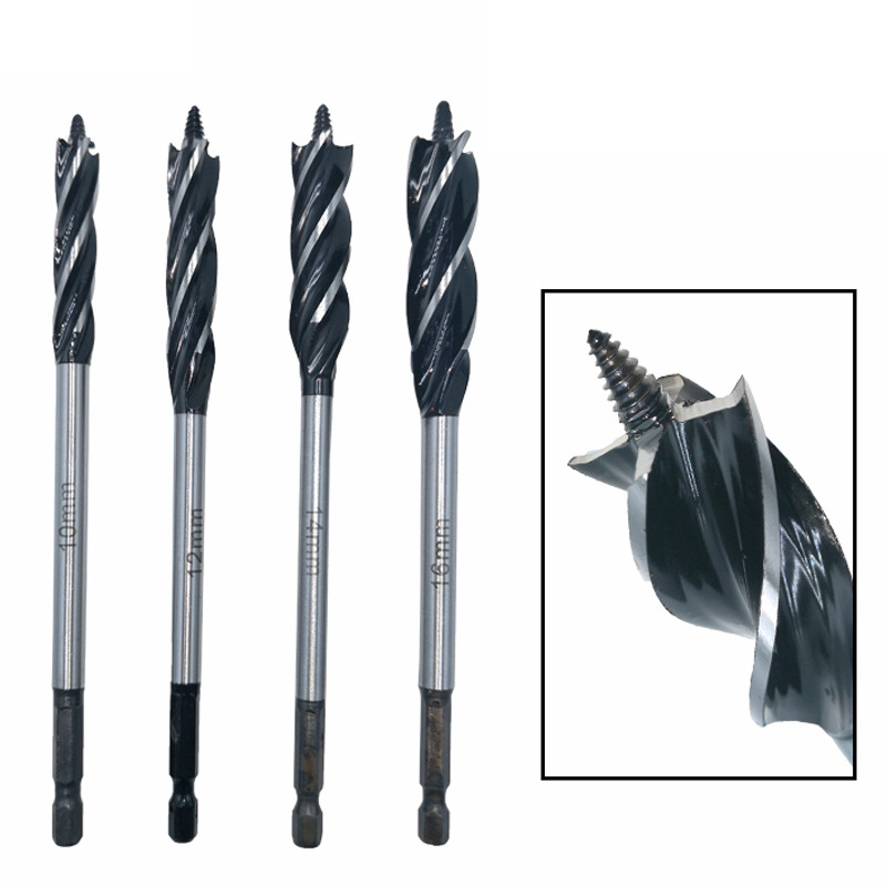 木工支羅鑽頭六角柄加長四槽四刃鎖木板深孔支羅鑽門 開孔鑽廠家