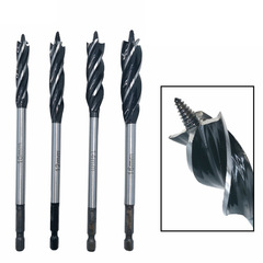 木工支羅鑽頭六角柄加長四槽四刃鎖木板深孔支羅鑽門 開孔鑽廠家