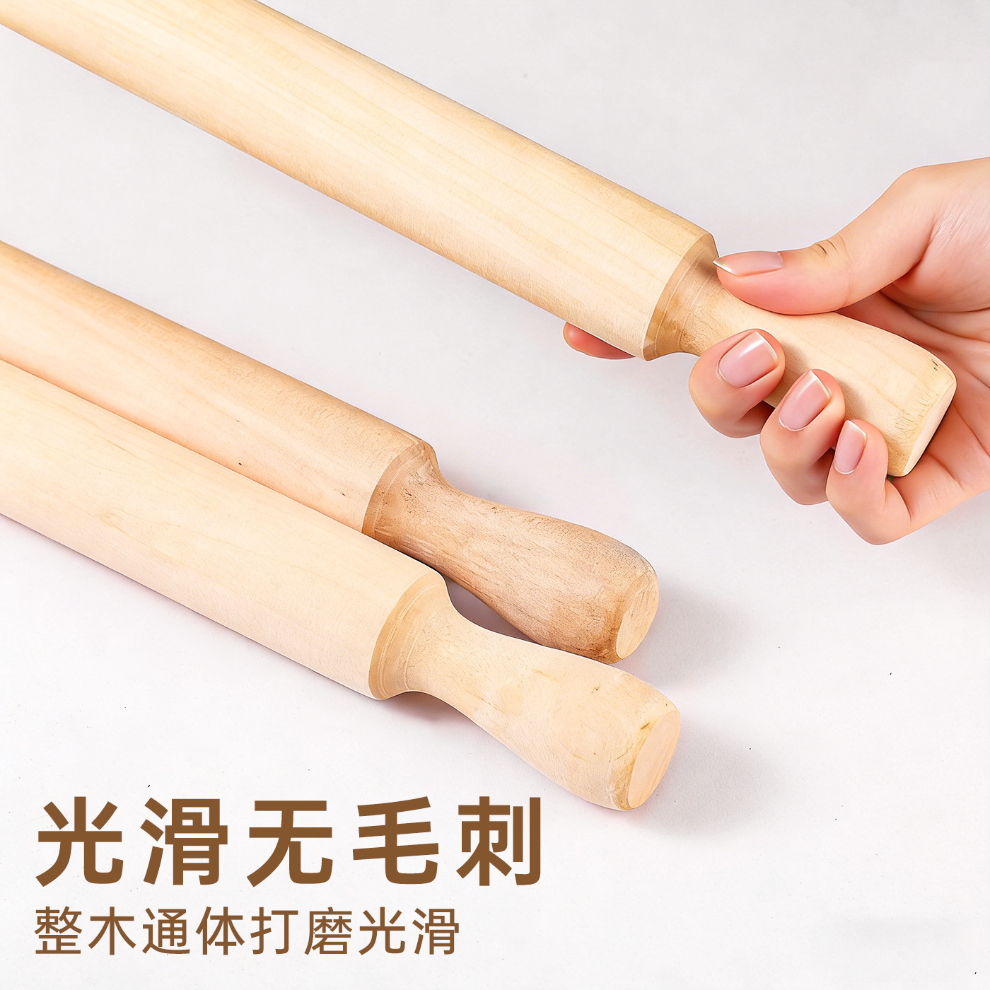 Rodillo de madera para hornear, rodillo de mano de tamaño mediano, utensilio de cocina para amasar y repostería. image 5