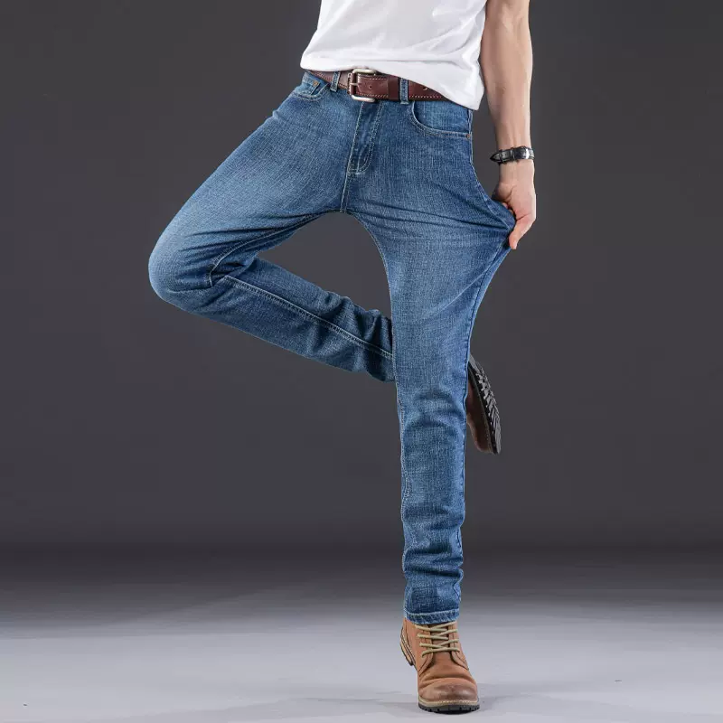 代发男装夏季新款商务牛仔裤修身直筒男士牛仔长裤弹力休闲男男式