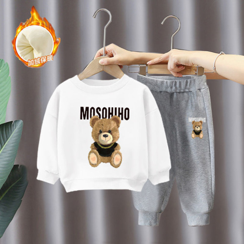 Wholesale New Children's Autumn/Winter Set with Padded and Thick Sweatshirts for Girls, Two-Piece Set with Long-Sleeve Top and Pants