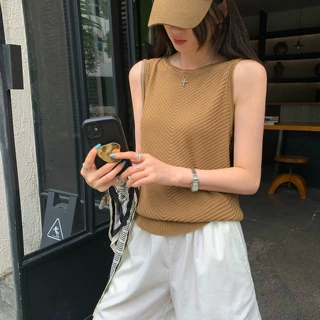 莱赛尔天丝宽松圆领无袖背心女夏外穿2026新款大码胖mm遮肚子上衣