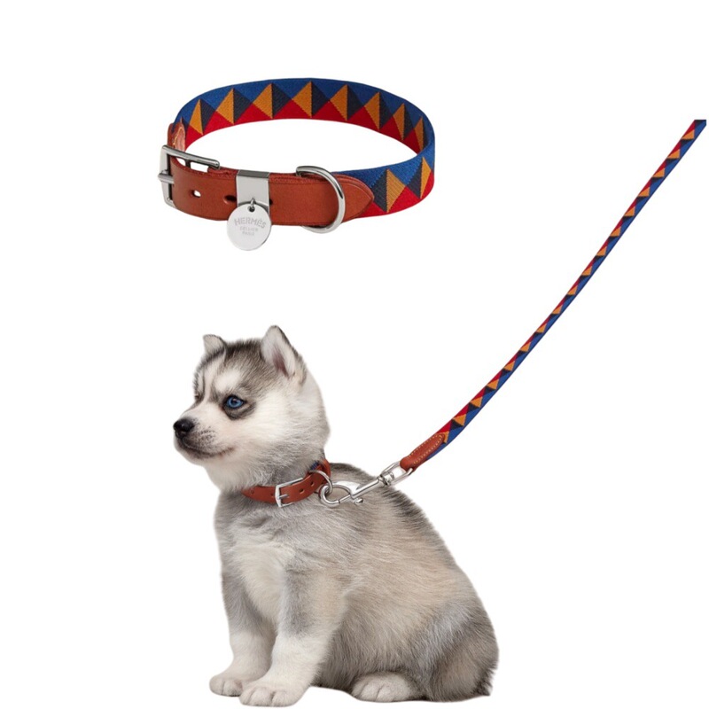 Light Luxury Pet Puppy Collar Quilted H Collar Pet Social Wear Dog Fashion Leather Collar Gift