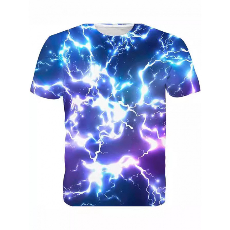 2024 Cross-Border Amazon Hot-Selling 3D Digital Print Planet Galaxy Graffiti Unisex Round Neck Short-Sleeved T-Shirt