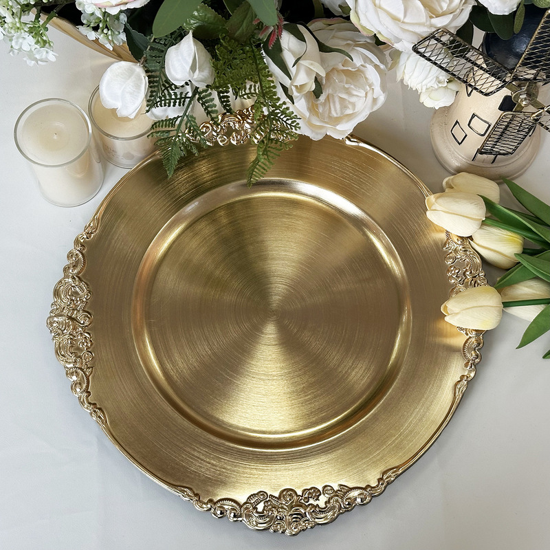High-End Golden Export Charger Plates Faucet Plates Are Suitable for All Creative Wedding Dinners and Christmas Parties