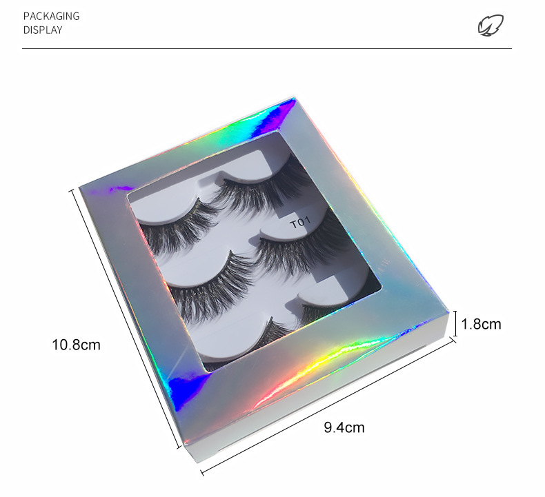 200g Weight False Eyelashes Makeup Tools Types 3 Pairs Quantity Mink Hair Material 3 Pairs Of Multi-layer Thick Natural Curling False Eyelashes 10