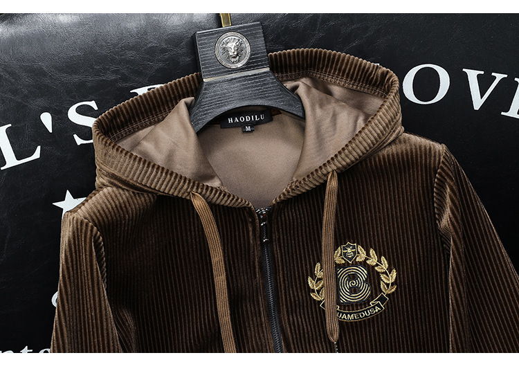 boy Europe Station 2023 Autumn Winter New Velvet Embroidered Men's Hooded Jacket Plus Size Trendy Casual Coat Top_viptrois.com