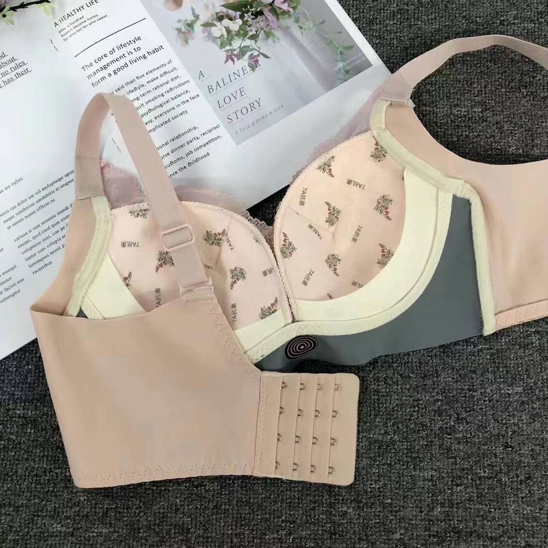 Nuevo sujetador de alta calidad de moda de encaje jacquard transpirable y cómodo ajuste lateral de pecho de cuatro botones ropa interior mujer