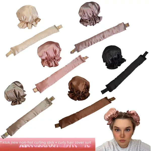Cross-border New Tiktok Spot Lazy Sleeping Curling Hair Curling Hair Cover Set No Heat Curling Stick Curling Hair Artifact