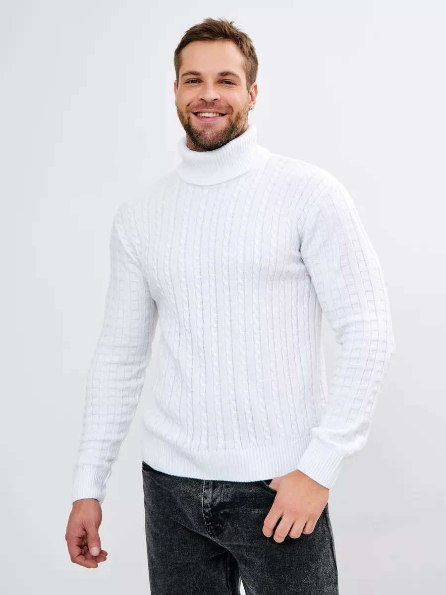 Свитер вязаный с воротником-гольфик turtleneck twist knitted sweater для мужчин