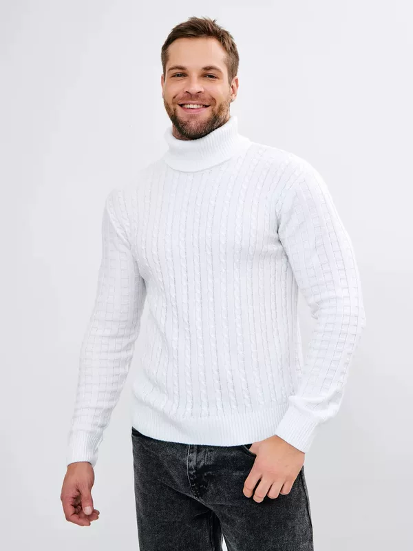 Свитер вязаный с воротником-гольфик turtleneck twist knitted sweater для мужчин