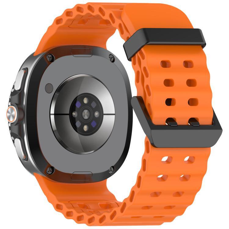 Correa de silicona transpirable de doble fila para reloj Samsung Watch8 marino sólido diseño de botón negro