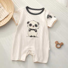 婴儿连体衣夏季婴幼儿服装男宝宝爬爬服短哈衣婴儿外出服宝宝衣服