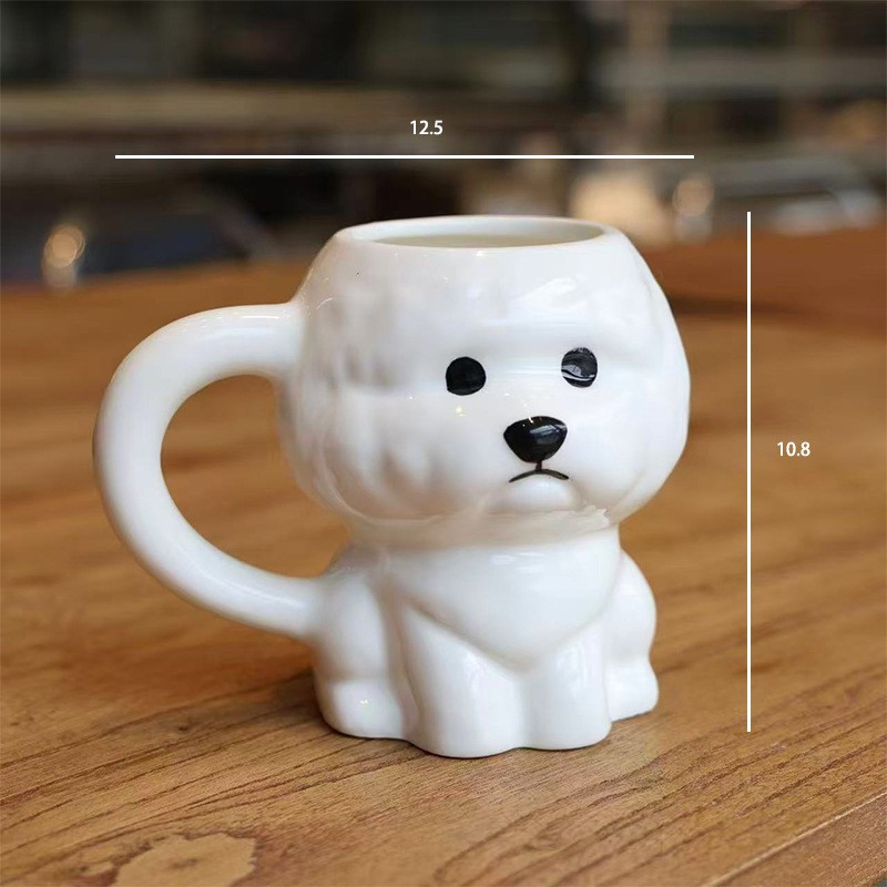 Creativa y encantadora caricatura que osos perros de viento cremoso cachorro tazas de cerámica de alto valor de la cara taza de agua de oficina doméstica taza de marca